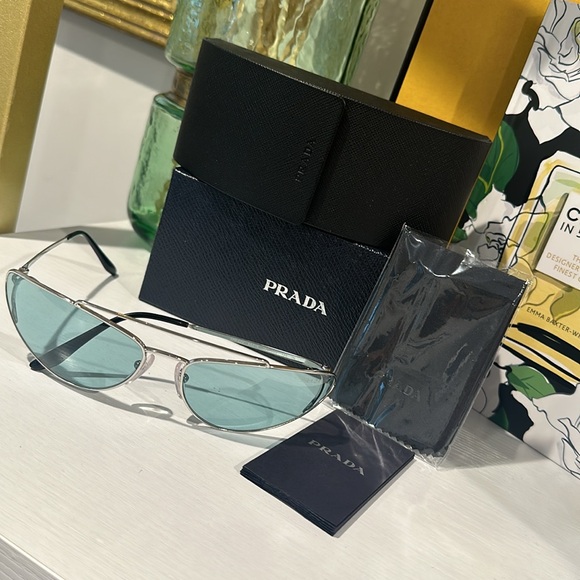 Prada SPR62V 1BC-0B5 66-16-130mm Silver Frame Sunglasses - Picture 2 of 7